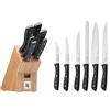 WMF Ceppo portacoltelli con set di coltelli da cucina con portacoltelli, 6 coltelli affilati, blocco di bambù, lama speciale, argento, acciaio inox