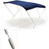 TREM Cappottina Tendalino Parasole 3 Archi in Alluminio Verniciato Bianco Telo Blu Strong