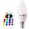 V-TAC SMART VT-2214 lampadina LED smd 3.5W E14 candela RGB+W bianco caldo 3000K con telecomando - sku 2769