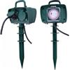 V-TAC VT-1112-3 Presa elettrica da giardino con timer e picchetto 2 prese 16A con cavo 3M corpo verde IP44 - SKU 8811