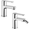 Jacuzzi Set miscelatori lavabo + bidet Jacuzzi | rubinetteria Eolo ottone cromato per piletta click clack