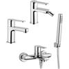 Jacuzzi Set miscelatori lavabo + bidet + gruppo vasca Jacuzzi | rubinetteria Eolo ottone cromato per piletta click clack