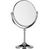 Relaxdays Specchio da Trucco Ingranditore, Make Up Mirror, Specchiera da Tavolo, Tondo, Doppio HLP: 28x18x10 cm, Argento