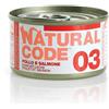 Natural Code acqua di cottura 85 gr - 03 - Pollo e Salmone Cibo umido per gatti