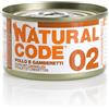 Natural Code acqua di cottura 85 gr - 02 - Pollo e Gamberetti Cibo umido per gatti