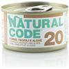 Natural Code acqua di cottura 85 gr - 20 - Tonno, Fagioli e Alghe Cibo umido per gatti