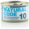 Natural Code acqua di cottura 85 gr - 10 - Tonno e Piccoli Pesci Bianchi Cibo umido per gatti