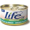 LifeCat Life Cat Natural Lattine 85 gr - Pollo con Manzo - Confezione da 24 pezzi - Cibo umido per gatti - 1° ORDINE? scegli lo sconto BZR5 / BZR20 + 200 punti fedeltà