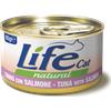 LifeCat Life Cat Natural Lattine 85 gr - Tonno con salmone - Confezione da 24 pezzi - Cibo umido per gatti - 1° ORDINE? scegli lo sconto BZR5 / BZR20 + 200 punti fedeltà