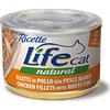 LifeCat Life Cat Natural Le Ricette 150 gr - Filetti di Pollo con pesce bianco - Confezione da 6 pezzi - Cibo umido per gatti - 1° ORDINE? scegli lo sconto BZR5 / BZR20 + 200 punti fedeltà