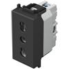 TEM PRESA 2P+T 16A BIVALENTE STANDARD ITALIANO NERO OPACO VM30-TEMVM30SB-U