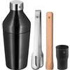 WMF Baric - Set da cocktail da 4 pezzi, barista con shaker da cocktail in acciaio inox, misurino, pinza per ghiaccio, pestello in legno, riponibile, confezione regalo