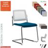 Elleci Office TEOREMA sedia impilabile schienale rete slitta cromo rivestimento ecopelle GAZEBO class 1IM