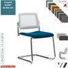 Elleci Office TEOREMA sedia impilabile con schienale rete base slitta rivestimento ecopelle SECRET class 1 IM