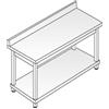 ACA Sistemi Tavolo Acciaio Inox AISI 304 - Dim. 100x70x85 cm - Gamba Tonda - con Alzatina