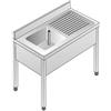 ACA Sistemi Lavello Acciaio Inox AISI 304 - 1 Vasca DX - Sgocciolatoio SX - Dim. 120x60x85 cm - con Alzatina