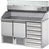 Tecnodom Saladette Tecnodom 2 Porte Cassetti Piano in Granito e Vetrina Refrigerata
