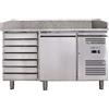 Forcold Banco Refrigerato per Pizzeria con Piano in Granito - N° 1 Porta + Cassettiera - Capacità lt 221