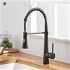 TIMACO - Rubinetto da cucina con molla a spirale, rubinetto e doccetta estraibile, orientabile a 360°, in nero, miscelatore monoleva e spray pull-down, miscelatore ad alta pressione
