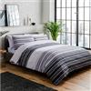 Sleepdown Set copripiumino reversibile, motivo a righe testurizzate, facile da pulire, morbido e comodo, con federa, colore: nero e grigio, per letto singolo (135 x 220 cm)