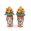 CERAMICHE CALTAGIRONE COPPIA TESTE CERAMICA DI CALTAGIRONE Frutta CM 20