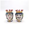 CERAMICHE CALTAGIRONE Coppia Teste Ceramica Siciliana Caltagirone cm 10