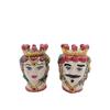 CERAMICHE CALTAGIRONE Coppia Teste Ceramica Siciliana Caltagirone Rosso cm 10