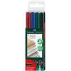 FABER-CASTELL Pennarello Multimark universale con gomma - astuccio 4 colori - punta superfine 0,4 mm - Faber-Castell (unità vendita 1 pz.)