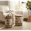 MIlani Home THEO - set di 2 pouf contenitore tondo poggiapiedi
