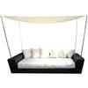 MIlani Home DOMINIS - divano da giardino completo di cuscini e parasole intreccio in rattan sintetico