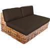 MIlani Home ROSEUS - divano da giardino componibile completo di cuscino intreccio in rattan naturale