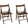 LIBEROSHOPPING sedia pieghevole in legno noce per casa giardino campeggio richiudibile set 2 pz
