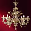 Cristalleria Murano Visconti - Lampadario in vetro di murano con bracci rezzonici e dettagli rubino