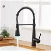 Timaco - Rubinetto da cucina con molla a spirale, rubinetto e doccetta estraibile, orientabile a 360°, nero con LED
