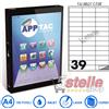 APPTAC 100 FOGLI A4 DA 3900 ETICHETTE C538 68x21 mm CON MARGINE CARTA ADESIVA BIANCA PER STAMPANTI INKJET E LASER - APPTAC
