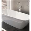 Vasca da bagno in solid surface bianco lucido integrata con troppopieno