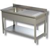 Ristoattrezzature Modello: 39250308,Lavello / lavatoio in acciaio inox 1 vasca con ripiano e sgocciolatoio dx profondità 700 mm 1000x700x850h mm