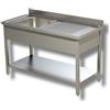 Ristoattrezzature Modello: 28080302,Lavello / lavatoio in acciaio inox 1 vasca con ripiano e sgocciolatoio dx profondità 600 mm 1000x600x850h mm