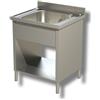 Ristoattrezzature Lavello / lavatoio in acciaio inox 1 vasca su fianchi con ripiano e alzatina profondità 600 mm 700x600x850h mm