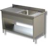 Ristoattrezzature Modello: 39350311,Lavello / lavatoio in acciaio Inox 1 vasca con sgocciolatoio a sx profondità 700 mm 1300x700x850h mm