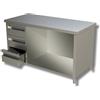 Ristoattrezzature Modello: 38730289,tavolo in acciaio inox a giorno con 3 cassetti a sx profondità 700 mm 1800x700x850h mm