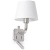 Faro Lorefar Essential lampada da parete nichel opaco con letto corpo in metallo e paralume in tela Escl. 1X E27 40W + LED 3W 2700K 200Lm Faro Lorefar 29341