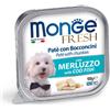 Monge Fresh Adult Patè con bocconcini 100 gr - Bocconcini con Merluzzo Cibo Umido per Cani