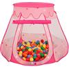 Selonis Tenda 105X90cm/200 Palline Castello Con Palline Colorate Per Bambini, Rosa:Giallo/Verde/Blu/Rosso/Arancione