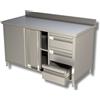 Ristoattrezzature Modello: 85660020020314,Tavolo armadiato con porte, 3 cassetti dx e alzatina 2 porte scorrevoli 2200x600x850h mm