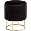 Sedute TP 70 pouf contenitore tondo in velluto nero con telaio oro L35 cm