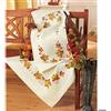 VERVACO Ricamo Punto Croce Kit Prestampato Tovaglie Foglie Autunnali Biancheria da Tavola Set Fai da Te Creativo 80 x 80 cm Kit Hobby Creativi Adulti Casa Decor Cross Stitch Embroidery
