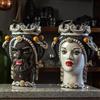 CERAMICHE CALTAGIRONE Teste di Moro Siciliana in Ceramica Caltagirone Nera Donna-Uomo cm 35