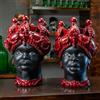 VERUS Teste di Moro siciliane in ceramica Caltagirone Verus Donna Uomo Bordeaux cm 45