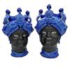 VERUS Teste di Moro Siciliane in ceramica Caltagirone Verus Donna-Uomo Blu China cm 45